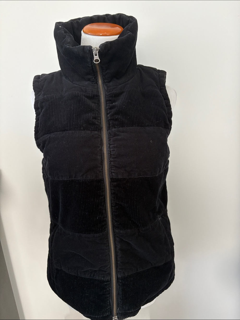 Corduroy Quilted Sleeveless Puffer Vest - Black